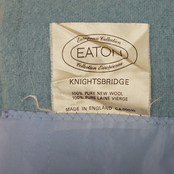 Vintage Eaton Blue 100% Pure New Wool Blanket 71x 89 Approx - Picture 2 of 9